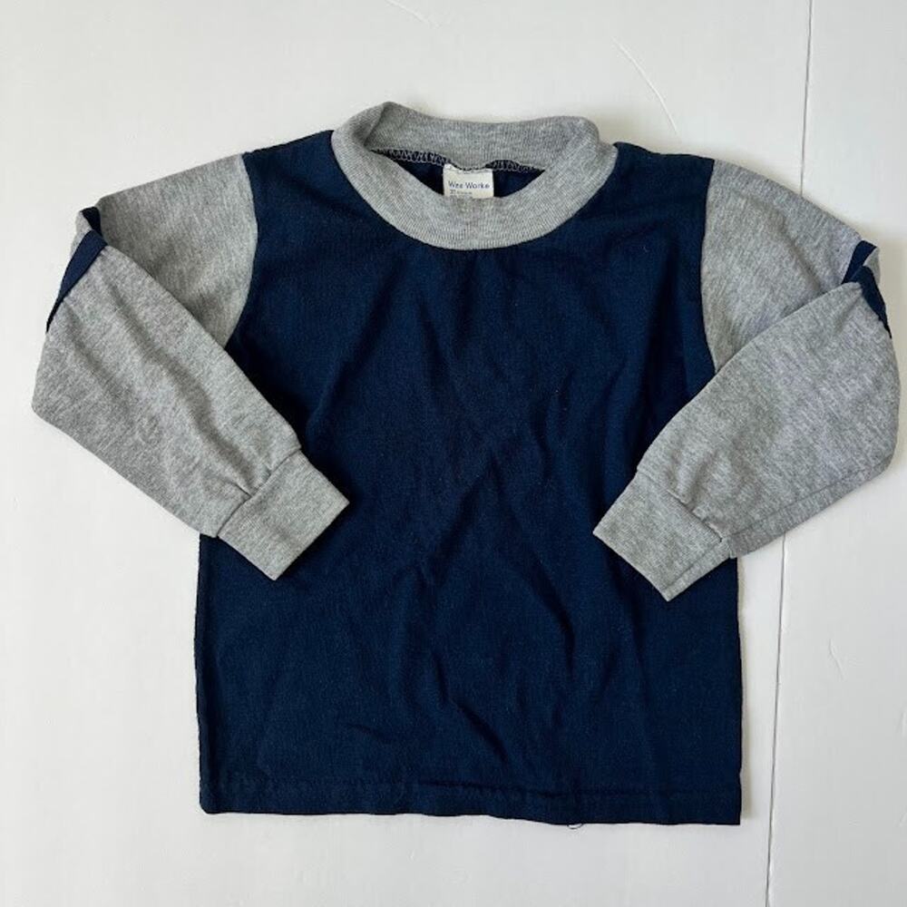 Vintage Y2K Wee Works Long Sleeve Navy and Gray Top Sz 2T